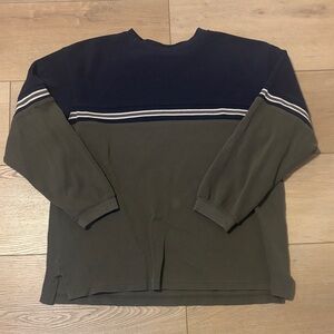 Faded Glory Navy and Olive Striped Shirt